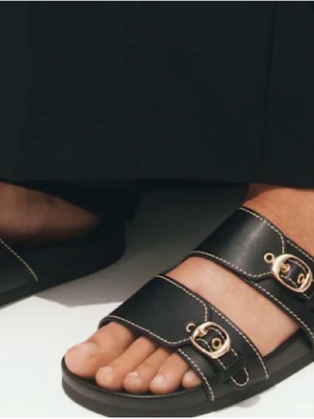 H&M Black Double-Strap Buckle Sandals